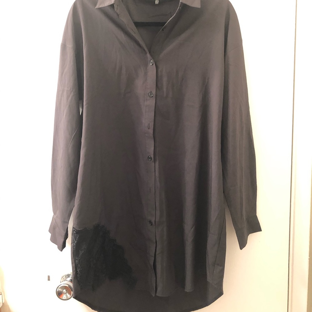ASOS Missguided black dress w/ collar buttons lace